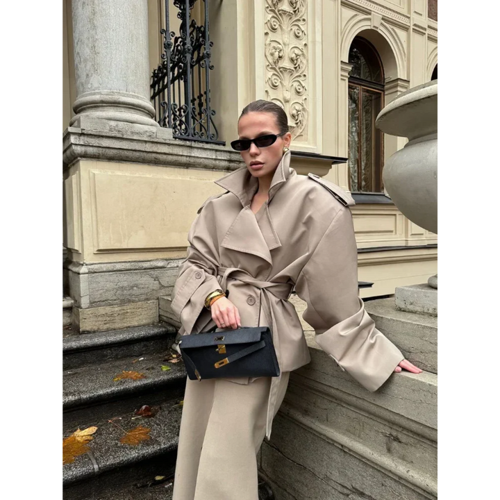 Manteau Long Oversize Femme à Col à Revers