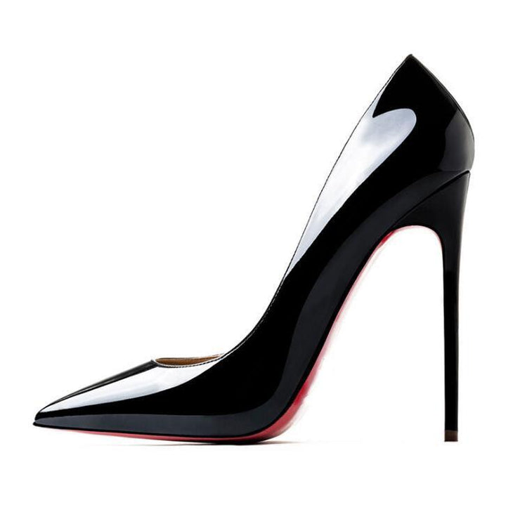 Escarpins Femme Cuir Verni Talon Aiguille Semelle Rouge