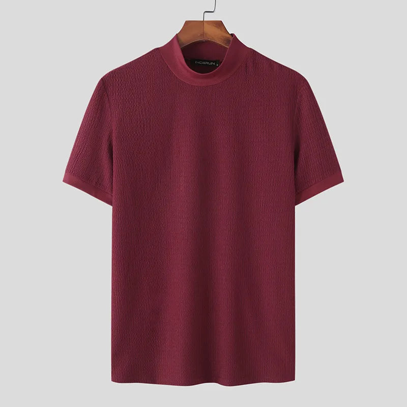 Octave | T-shirt blanc à col montant pour hommes