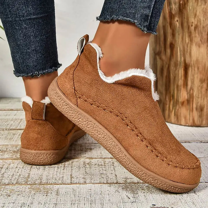 Bottines Orthopédiques Femme en Cuir Véritable Imperméable Doublées en Fausse Fourrure