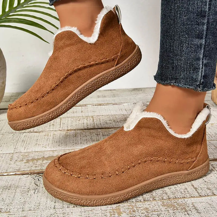 Bottines Orthopédiques Femme en Cuir Véritable Imperméable Doublées en Fausse Fourrure