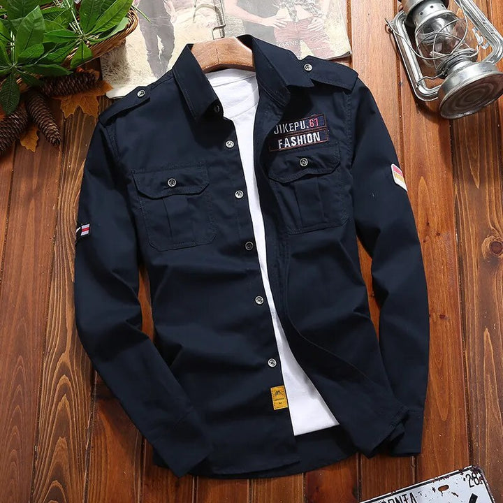 Chemise Utilitaire Homme en Mélange de Coton avec Poches Poitrine