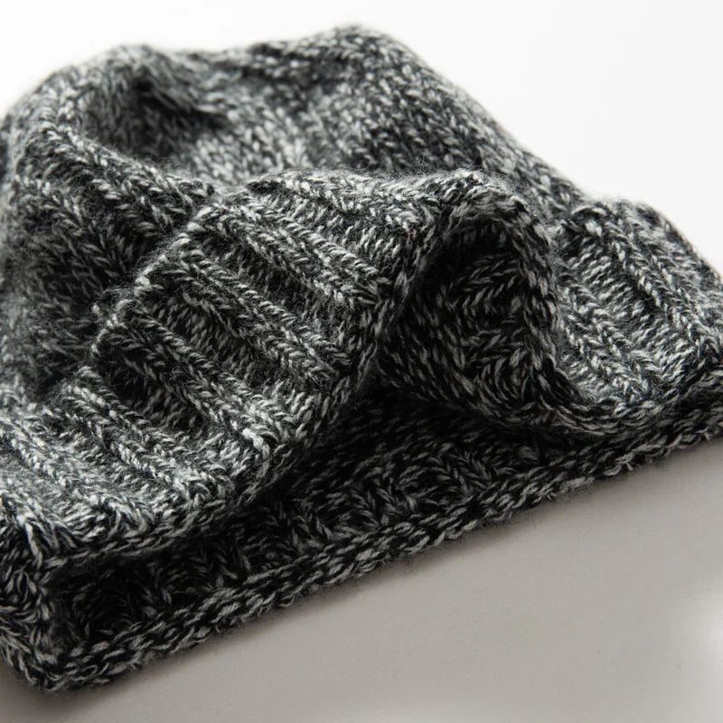 Bonnet Femme Cachemire Maille Torsadée Revers Côtelé