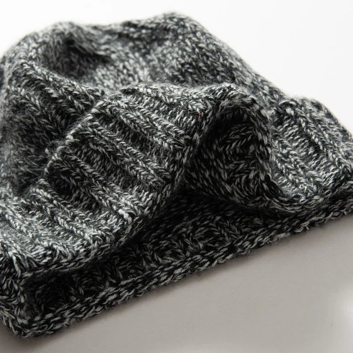 Bonnet Femme Cachemire Maille Torsadée Revers Côtelé