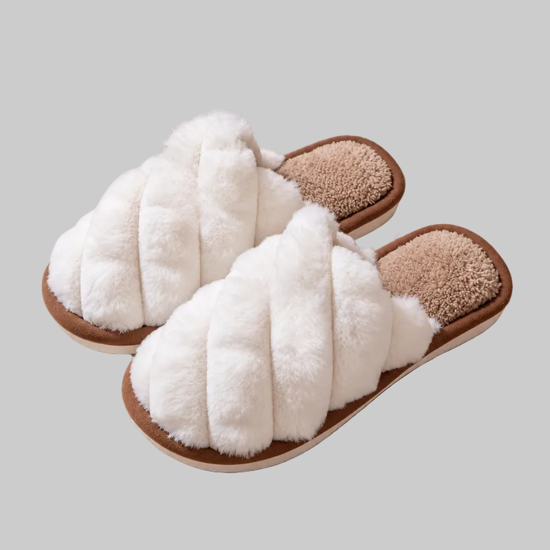 Chaussons Femme Chauds à Enfiler avec Doublure en Peluche et Semelle Antidérapante