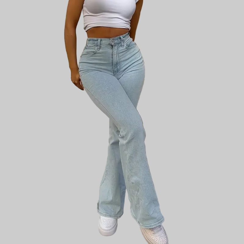 Jean Femme Évasé Taille Mi-Haute en Denim Stretch