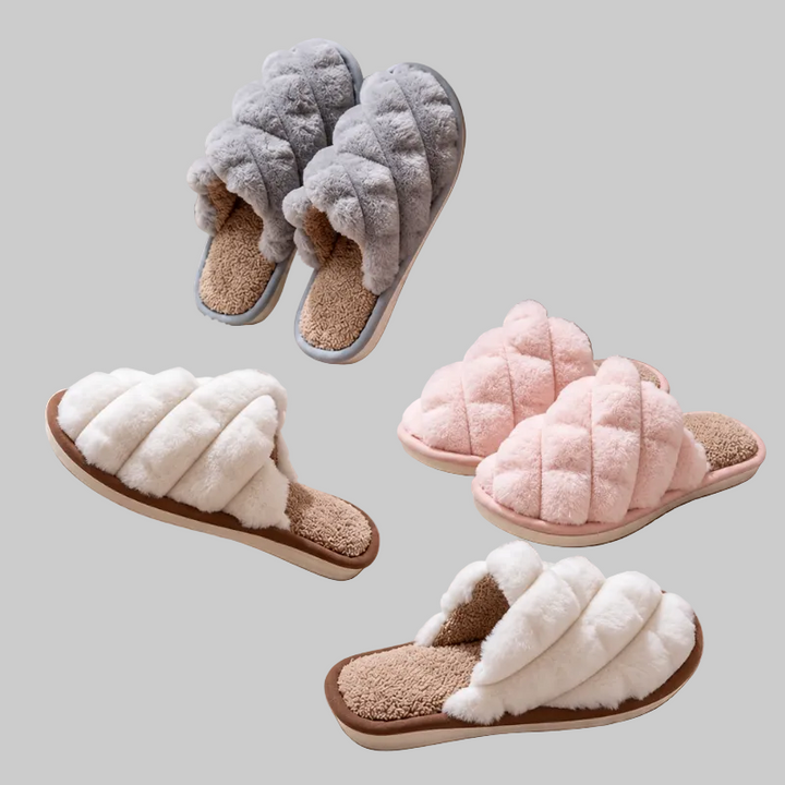 Chaussons Femme Chauds à Enfiler avec Doublure en Peluche et Semelle Antidérapante