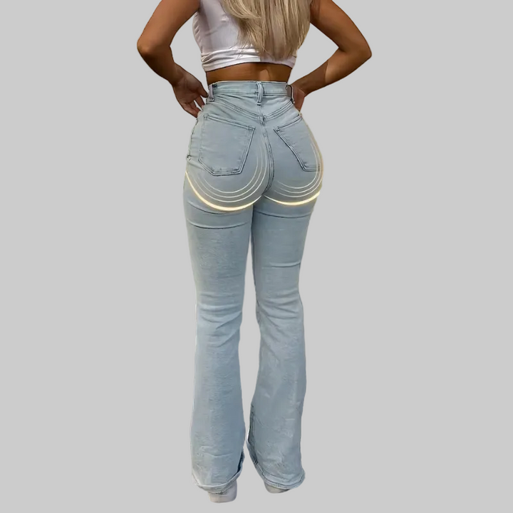Jean Femme Évasé Taille Mi-Haute en Denim Stretch