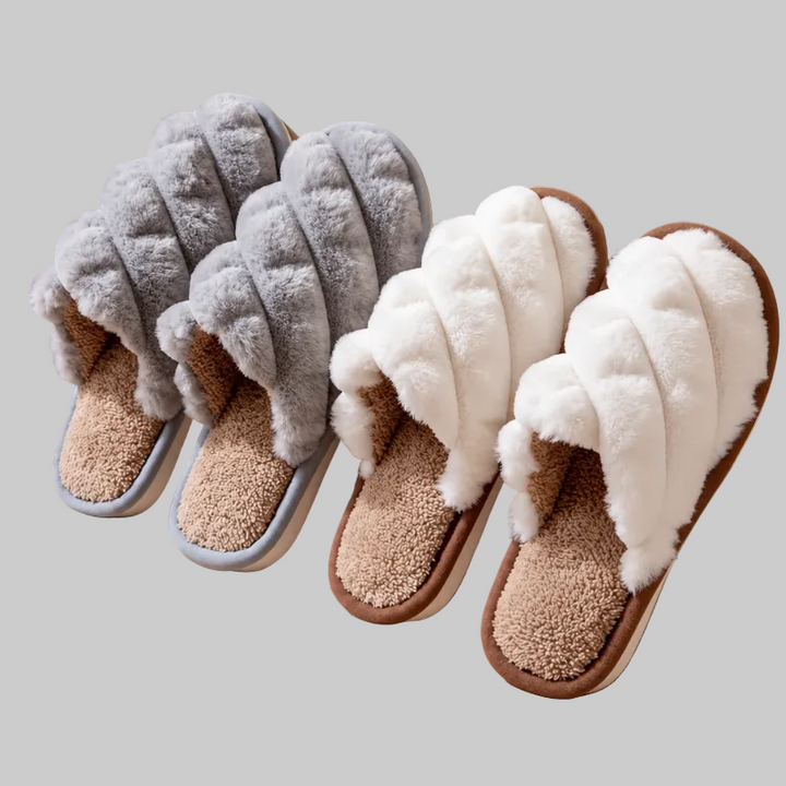 Chaussons Femme Chauds à Enfiler avec Doublure en Peluche et Semelle Antidérapante