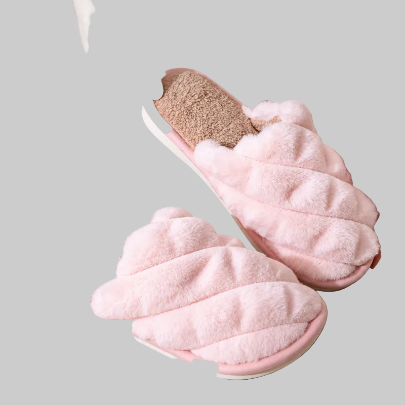 Chaussons Femme Chauds à Enfiler avec Doublure en Peluche et Semelle Antidérapante