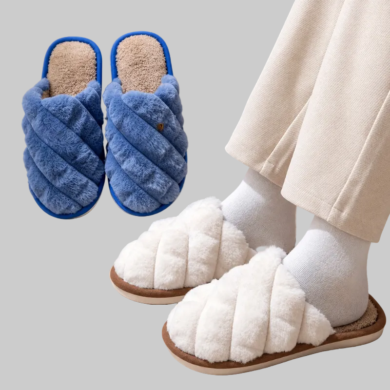 Chaussons Femme Chauds à Enfiler avec Doublure en Peluche et Semelle Antidérapante