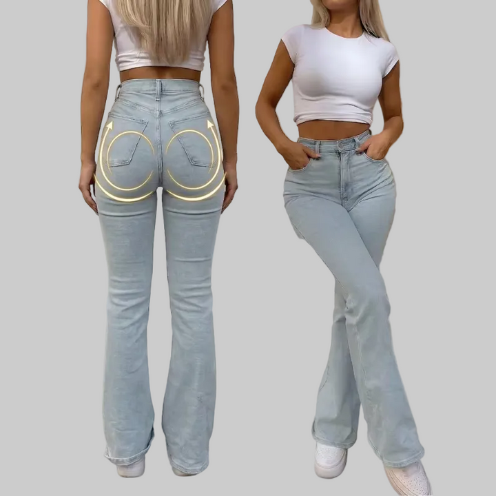 Jean Femme Évasé Taille Mi-Haute en Denim Stretch