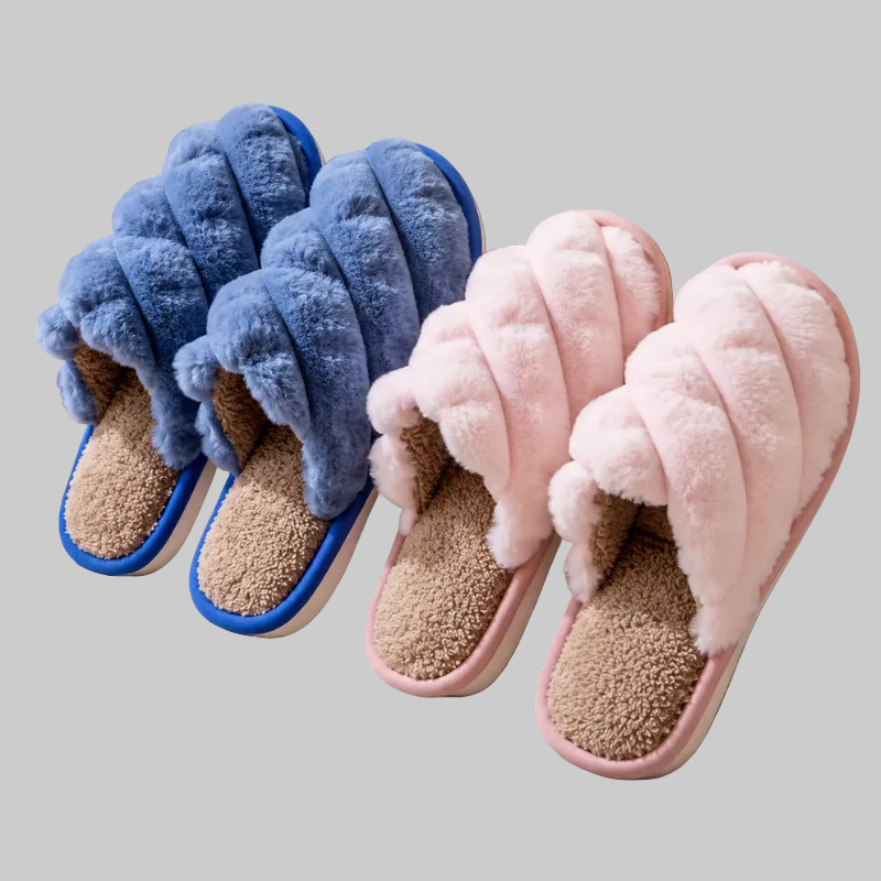 Chaussons Femme Chauds à Enfiler avec Doublure en Peluche et Semelle Antidérapante