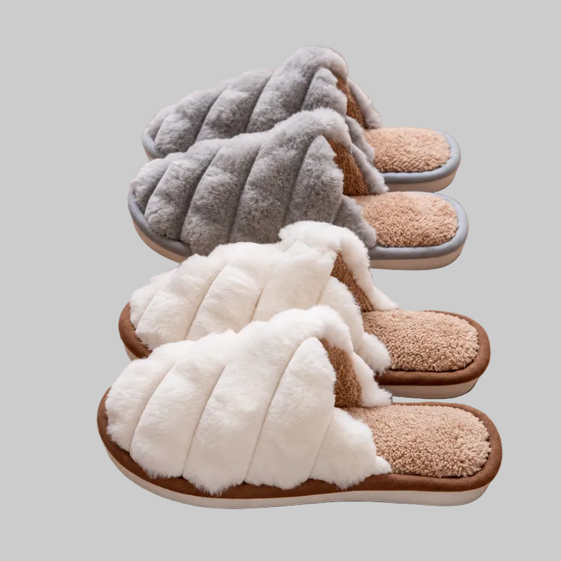 Chaussons Femme Chauds à Enfiler avec Doublure en Peluche et Semelle Antidérapante