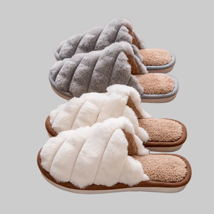 Chaussons Femme Chauds à Enfiler avec Doublure en Peluche et Semelle Antidérapante