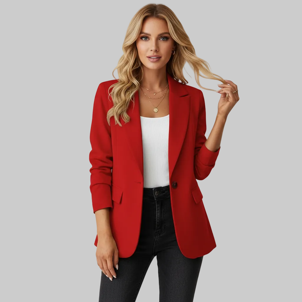 Dames Getailleerde Blazer – Elegante Pasvorm met Klassieke Revers