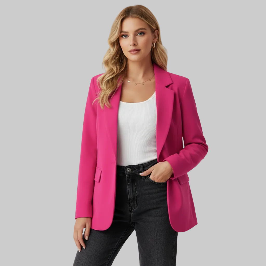 Dames Getailleerde Blazer – Elegante Pasvorm met Klassieke Revers