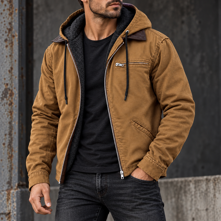 Veste à Capuche Doublée Polaire et Poches Zippées pour Homme