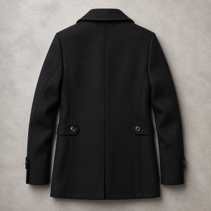 Manteau Homme Mi Long Mélange De Laine Double Col Boutonné Poches Zippées