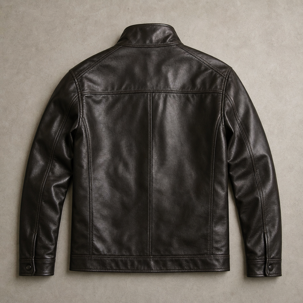 Blouson Homme En Simili Cuir Doublure Fausse Fourrure Col Montant