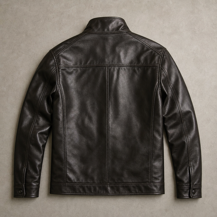 Blouson Homme En Simili Cuir Doublure Fausse Fourrure Col Montant