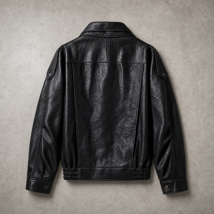 Blouson Biker Homme Oversize En Simili Cuir Ceinturé Et Col Motard