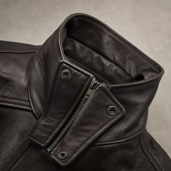 Blouson Biker Homme Oversize En Simili Cuir Ceinturé Et Col Motard