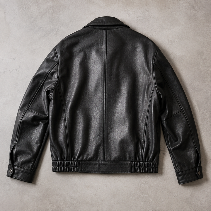 Blouson Homme Décontracté En Simili Cuir Col Rabattu Et Poches Latérales