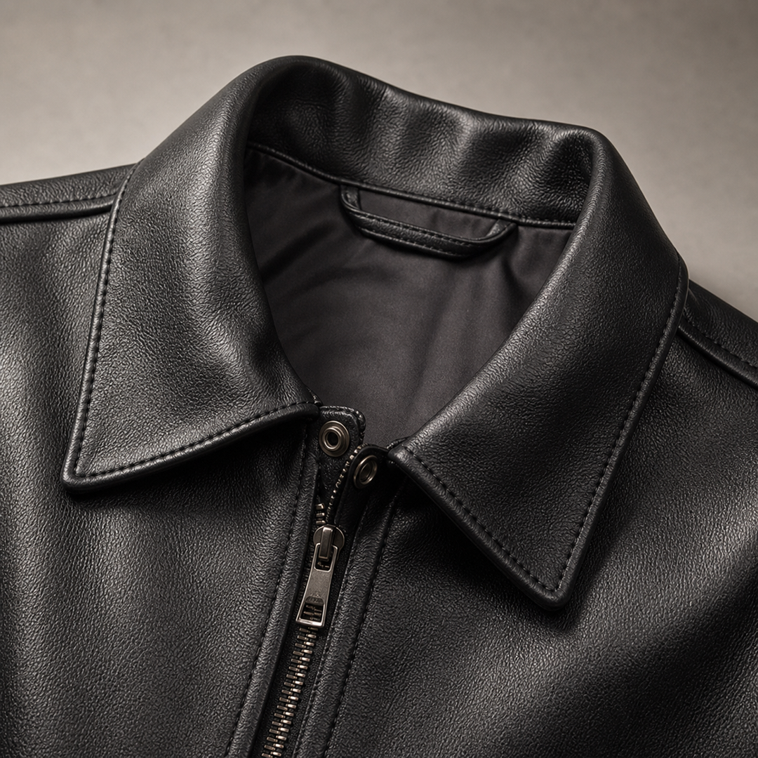Blouson Homme Décontracté En Simili Cuir Col Rabattu Et Poches Latérales