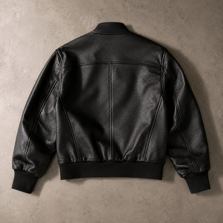 Blouson Bomber Homme Coupe Courte En Simili Cuir Col Ras Du Cou