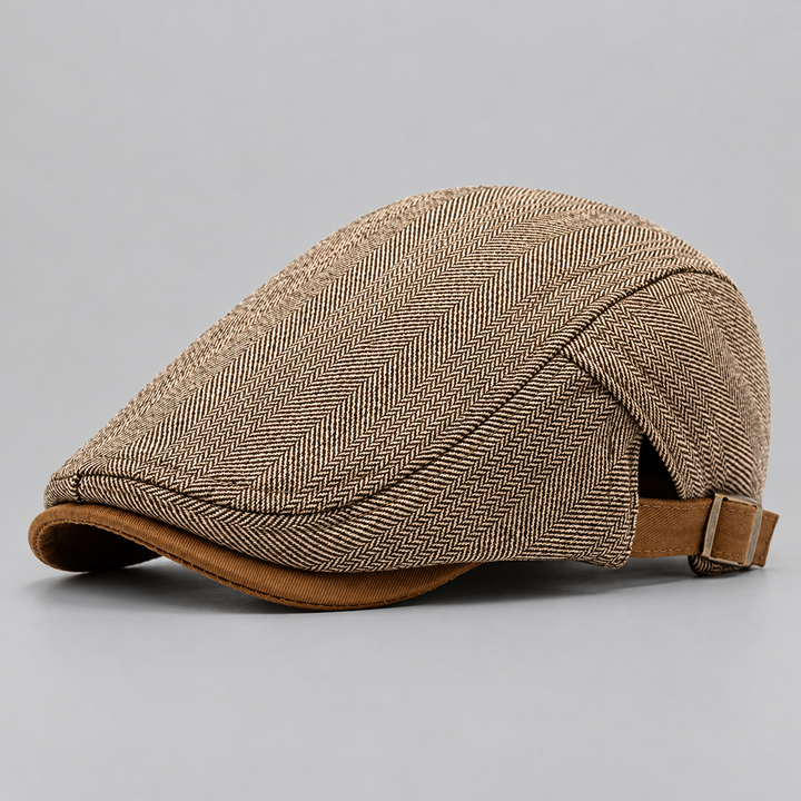 Casquette Plate Homme à Motif Chevrons avec Sangle Ajustable