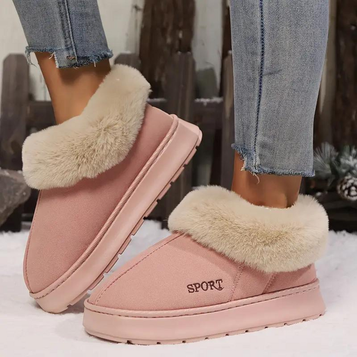 Chaussons Mules Doublés Fourrure à Semelle Épaisse pour Femme
