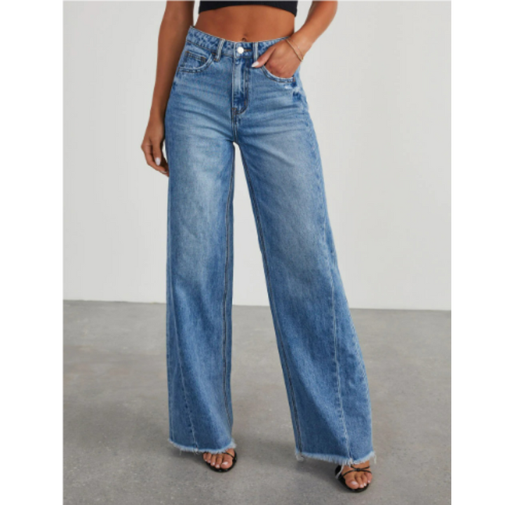 Marine | Jean à taille haute et jambes larges pour femmes