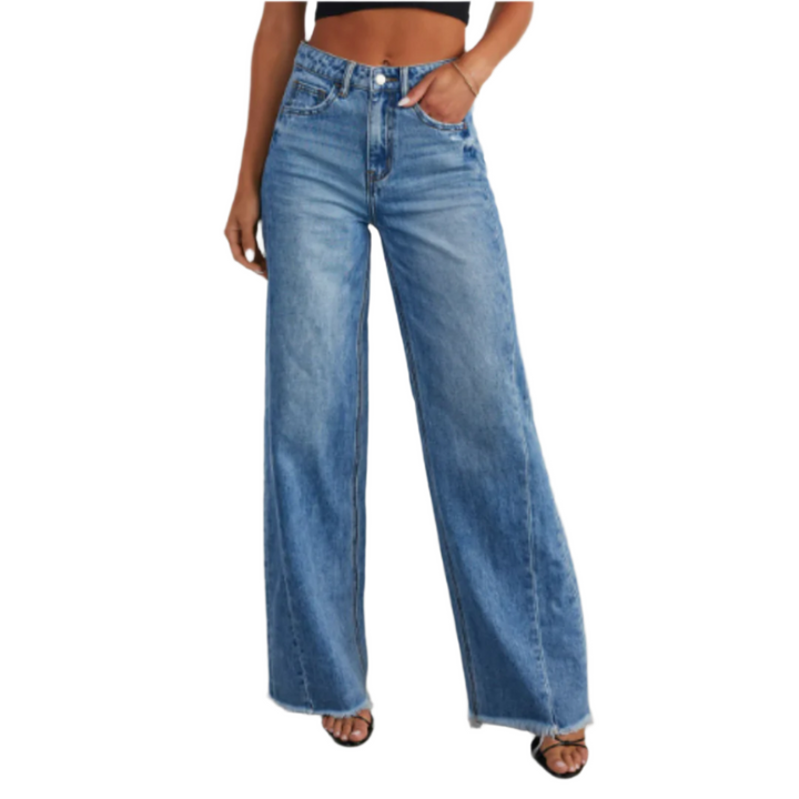 Marine | Jean à taille haute et jambes larges pour femmes