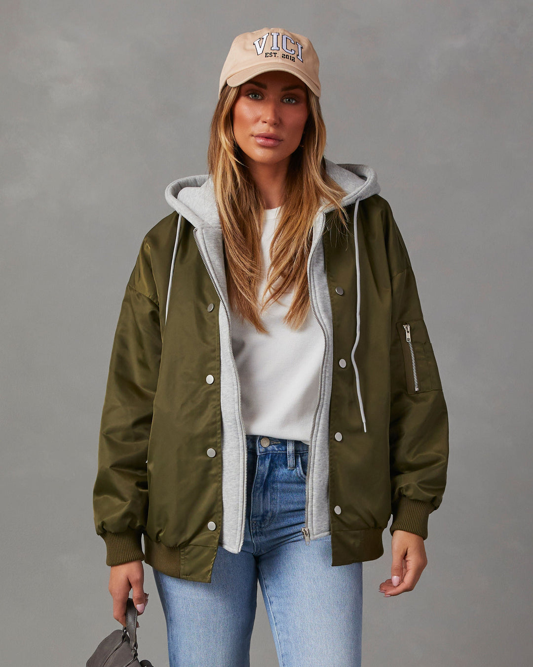 Blouson Bomber Femme Oversize à Capuche avec Doublure Douce