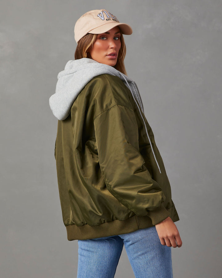 Blouson Bomber Femme Oversize à Capuche avec Doublure Douce
