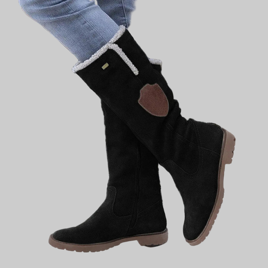 Bottes Femme Hauteur Genou Effet Daim Doublées à Zip