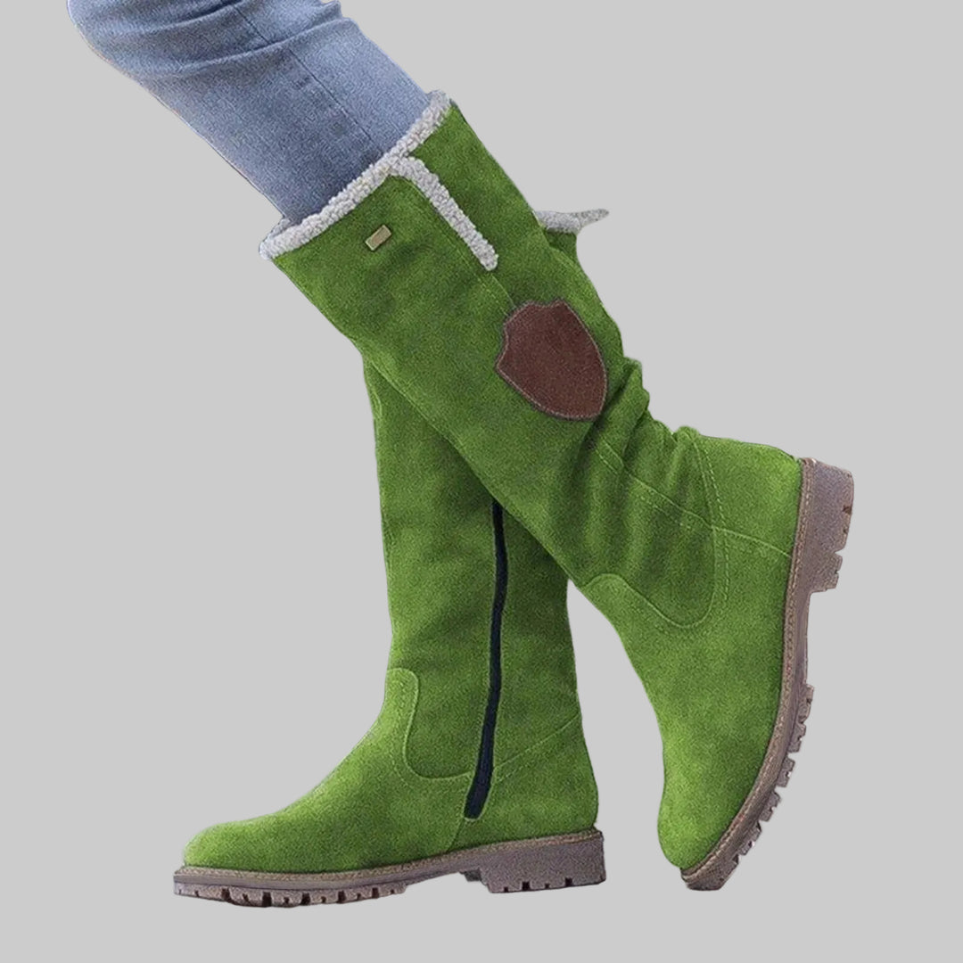 Bottes Femme Hauteur Genou Effet Daim Doublées à Zip