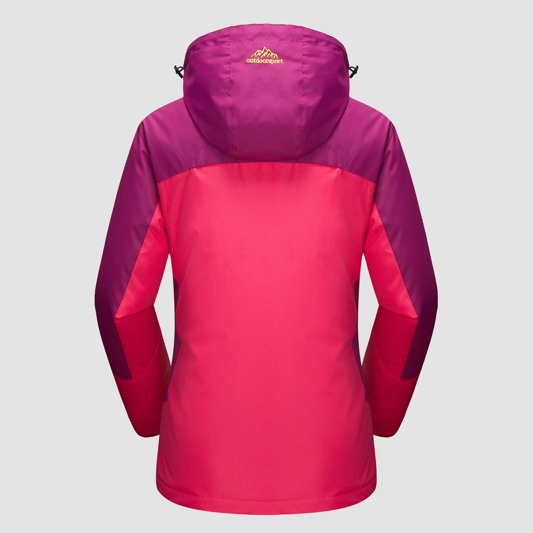 Veste de Ski Femme 3 en 1 Imperméable Doublée Polaire à Capuche