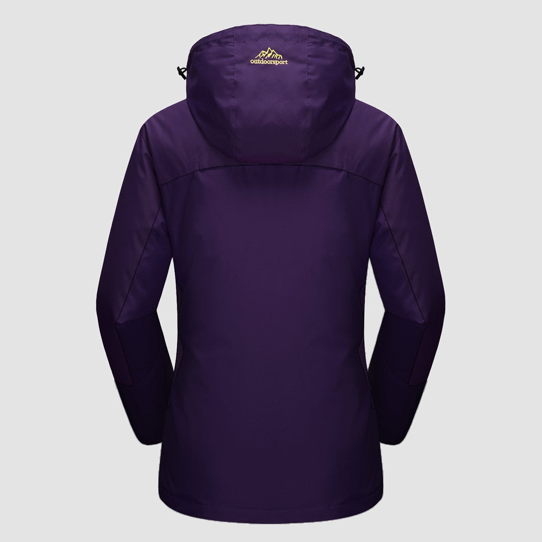Veste de Ski Femme 3 en 1 Imperméable Doublée Polaire à Capuche