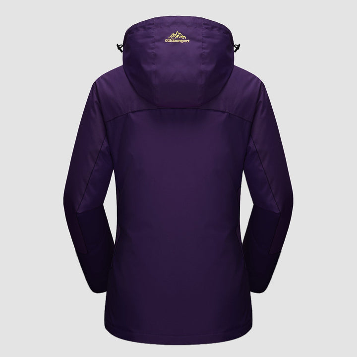 Veste de Ski Femme 3 en 1 Imperméable Doublée Polaire à Capuche