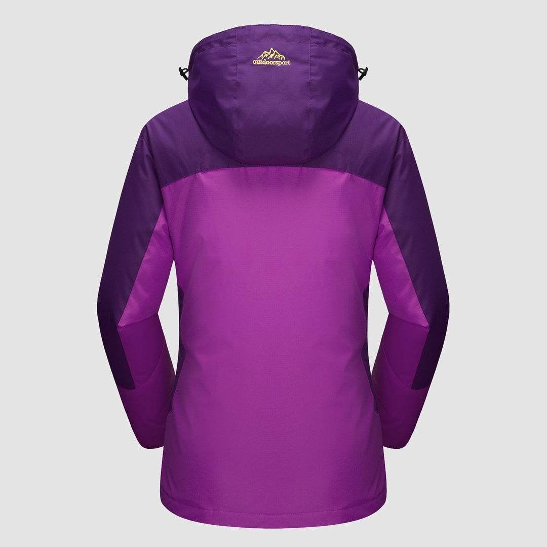 Veste de Ski Femme 3 en 1 Imperméable Doublée Polaire à Capuche
