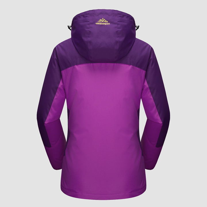 Veste de Ski Femme 3 en 1 Imperméable Doublée Polaire à Capuche