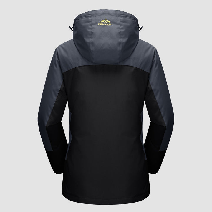 Veste de Ski Femme 3 en 1 Imperméable Doublée Polaire à Capuche