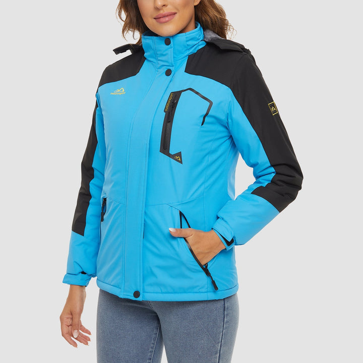 Veste de Ski Femme Imperméable Doublée Polaire à Capuche