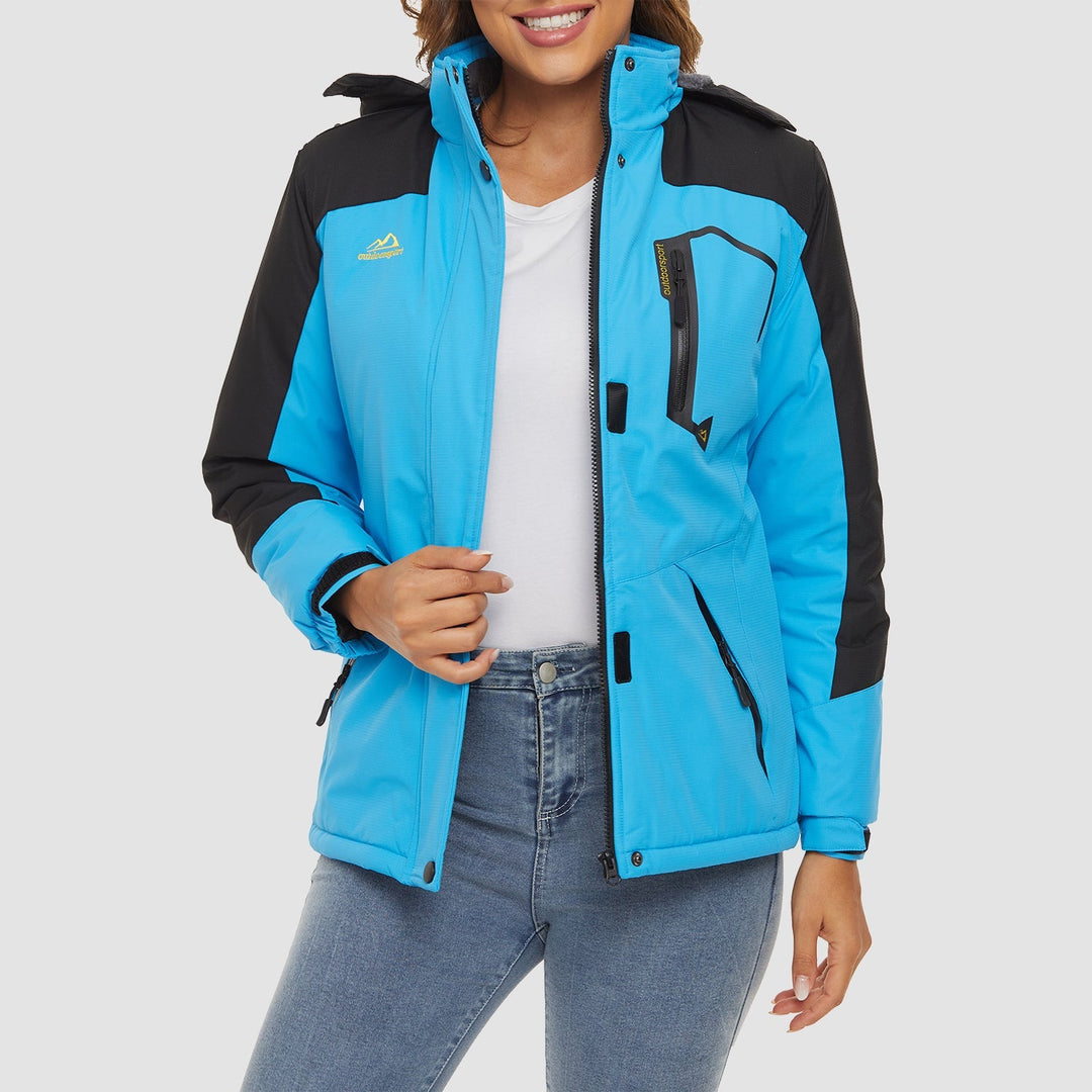 Veste de Ski Femme Imperméable Doublée Polaire à Capuche