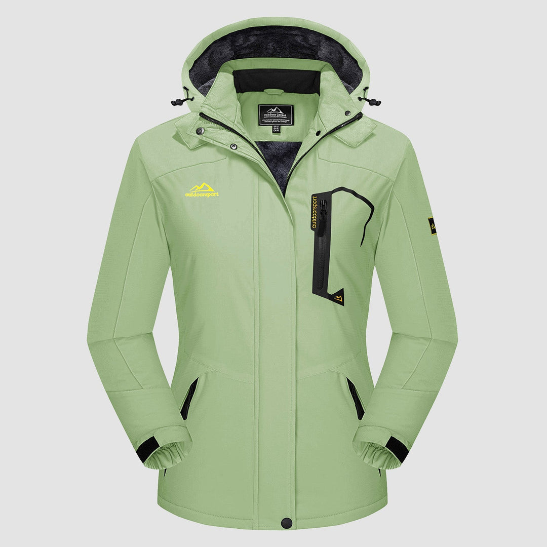 Veste de Ski Femme Imperméable Doublée Polaire à Capuche