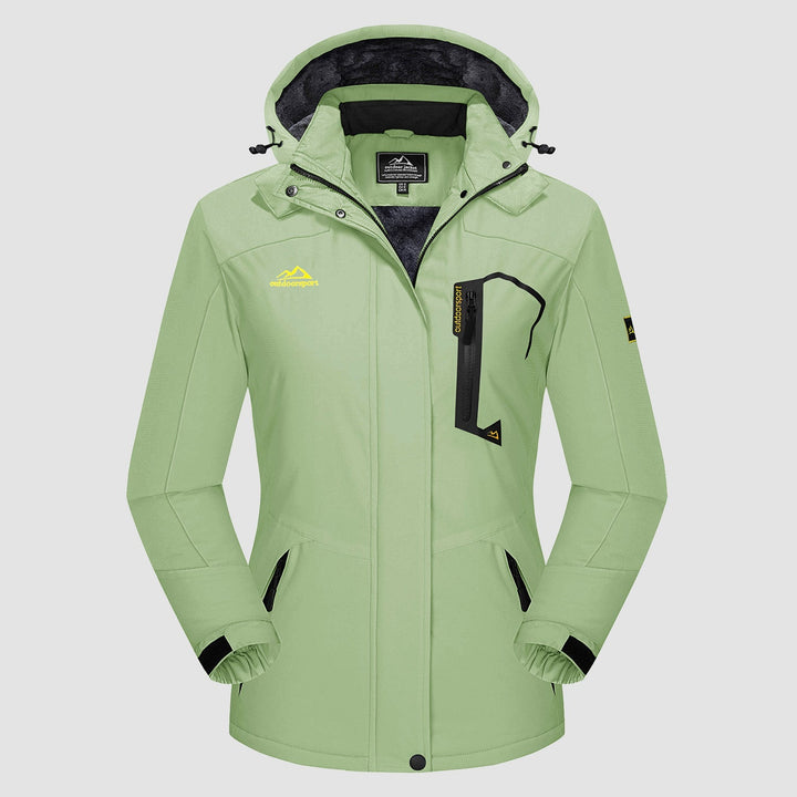 Veste de Ski Femme Imperméable Doublée Polaire à Capuche