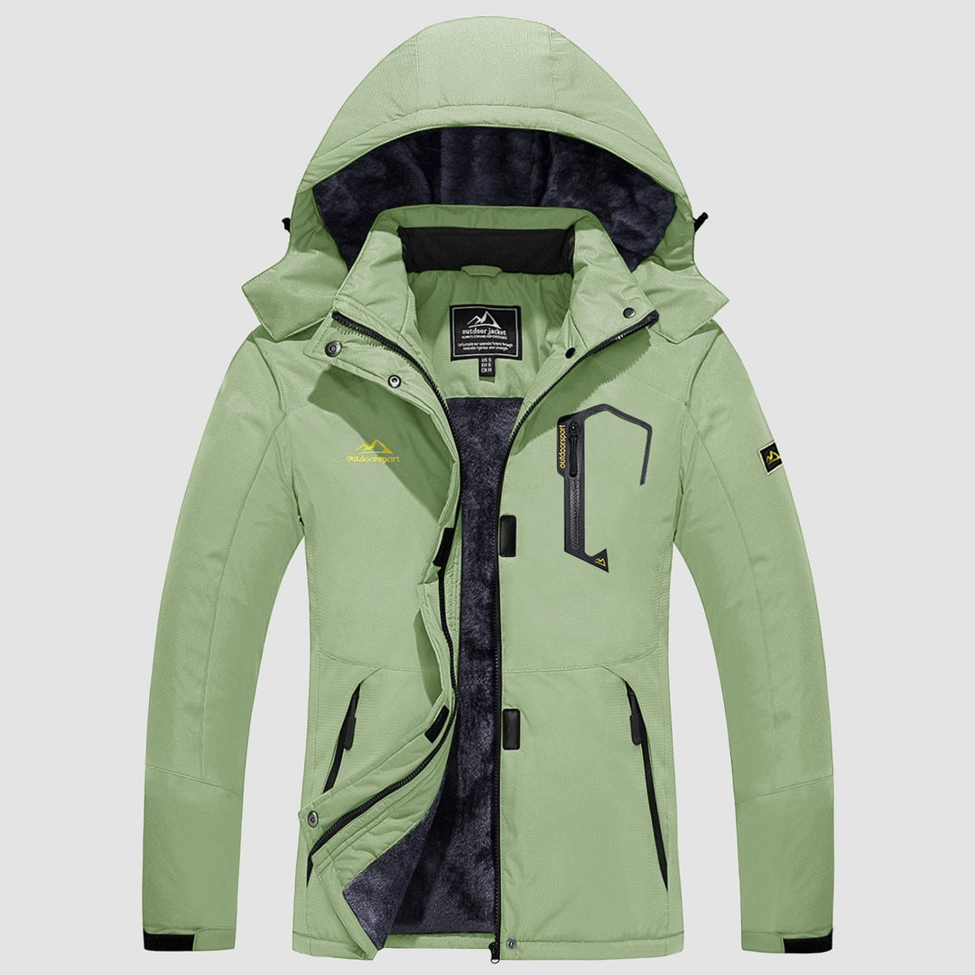 Veste de Ski Femme Imperméable Doublée Polaire à Capuche
