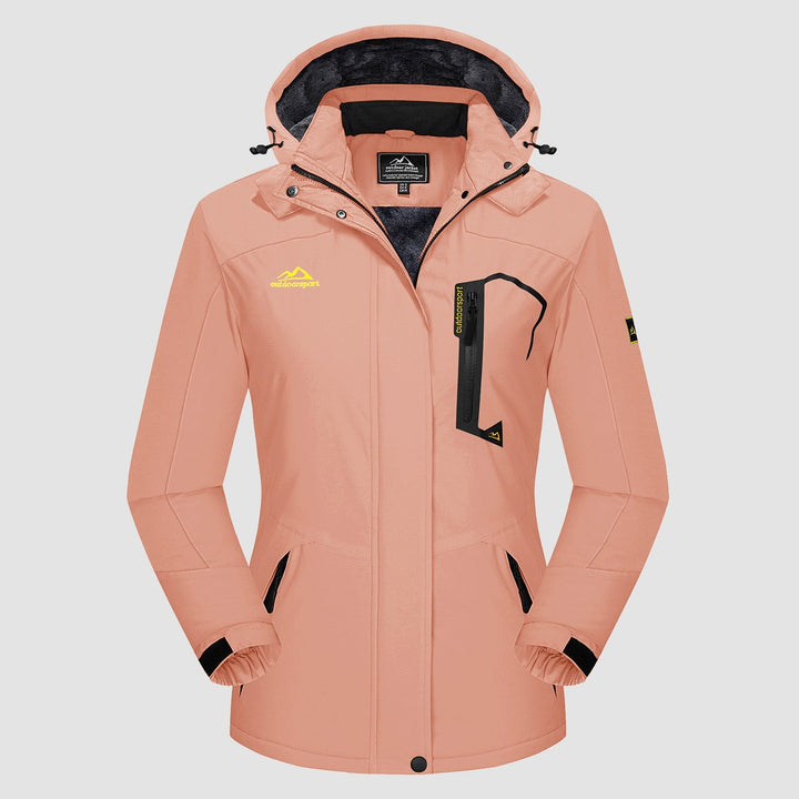 Veste de Ski Femme Imperméable Doublée Polaire à Capuche